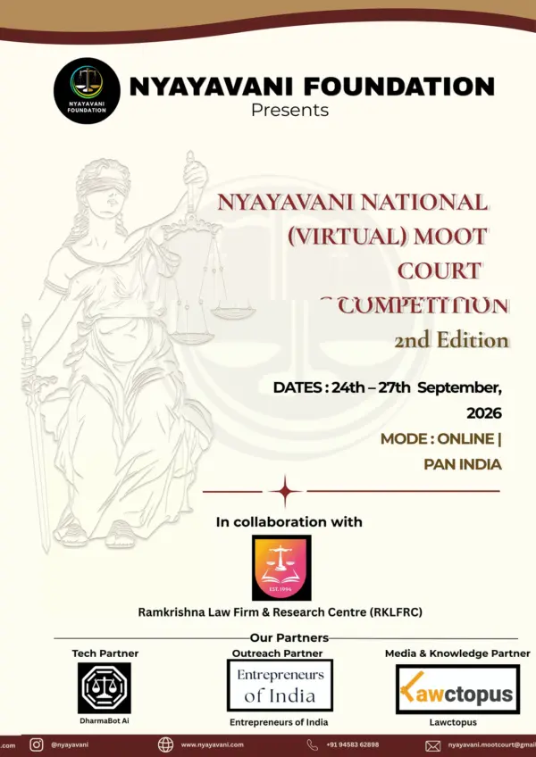 2nd Nyayavani National Virtual Moot Court Competition 2026: Register Now to Compete with India’s Brightest Law Students.