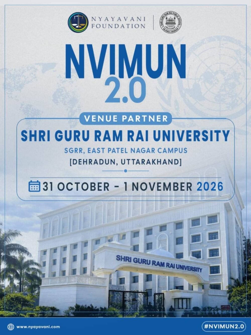 NVIMUN 2.0, 2026 – Shri Guru Ram Rai University, Dehradun, Uttarakhand, 31st Oct - 1st Nov.